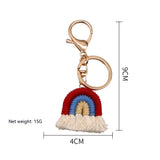 Handmade Rainbow Pendant Keychain | Cotton Braided Tassel for Bag & Car Charm