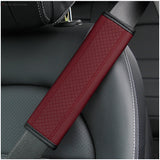 Luxury Fiber Leather Embossed Car Seat Belt Shoulder Pad | Comfort & Style