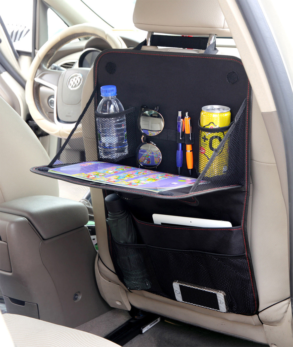 Foldable Dining Table Car Seat Back Organizer | Multi-Pocket Tray & Storage Bag