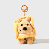 Cute Cartoon Plush Toast Puppy Keychain Doll Pendant Adorable Car Accessory Trendy Bag Charm for Women & Girls Gift