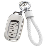 Luxury Silver Edge Car Key Cover & Matching Keychain Pendant Set