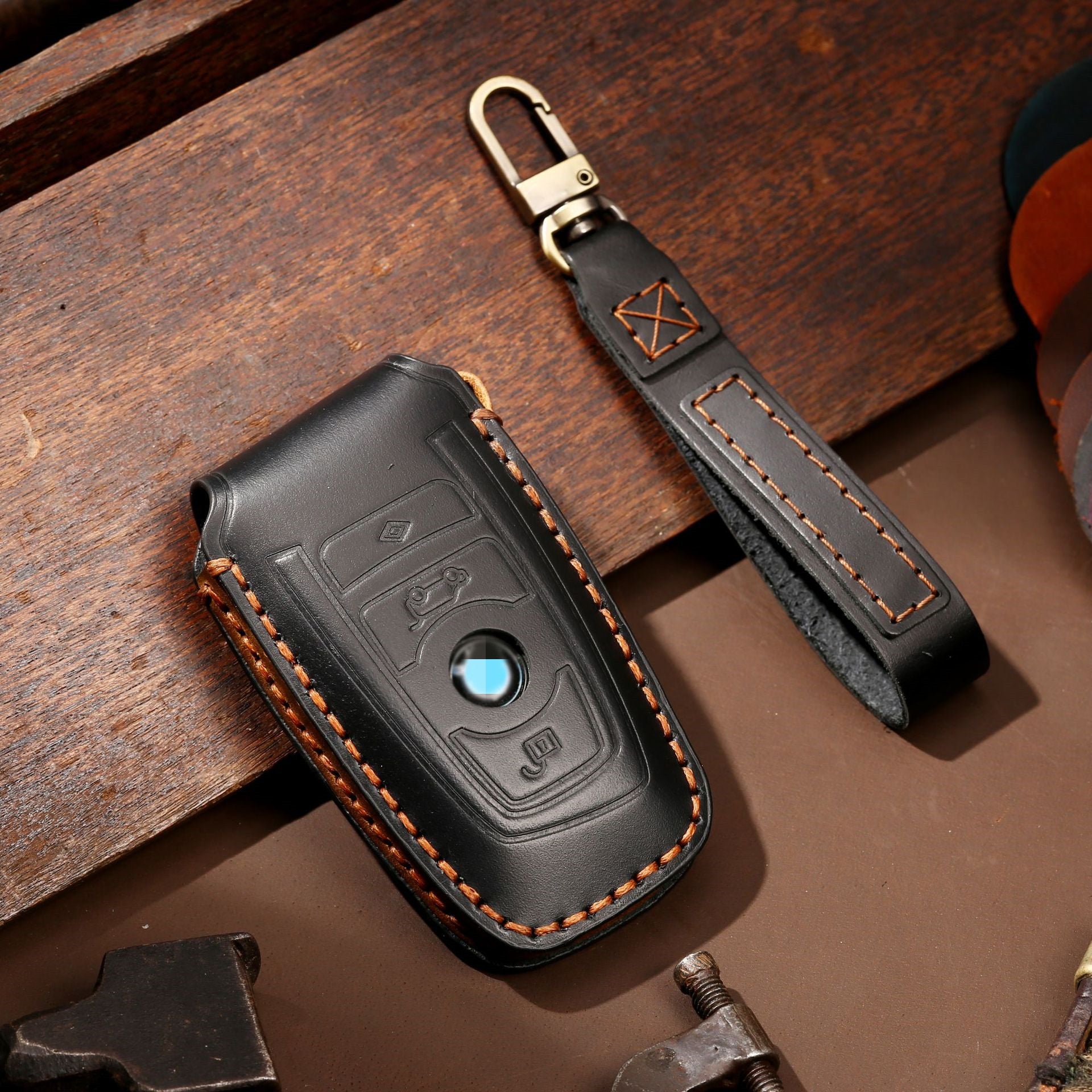 Luxury Handmade Genuine Leather Car Key Cover | High-End Key Fob Case