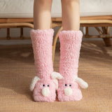 Winter Warm Cartoon Dog Socks for Women Non-slip Floor Slipper Socks Cute Plush Cozy Home Wear