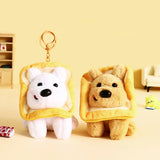 Cute Cartoon Plush Toast Puppy Keychain Doll Pendant Adorable Car Accessory Trendy Bag Charm for Women & Girls Gift
