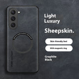 Luxury Sheepskin Leather Phone Case | Magnetic Car Mount & Wireless Charging Cover